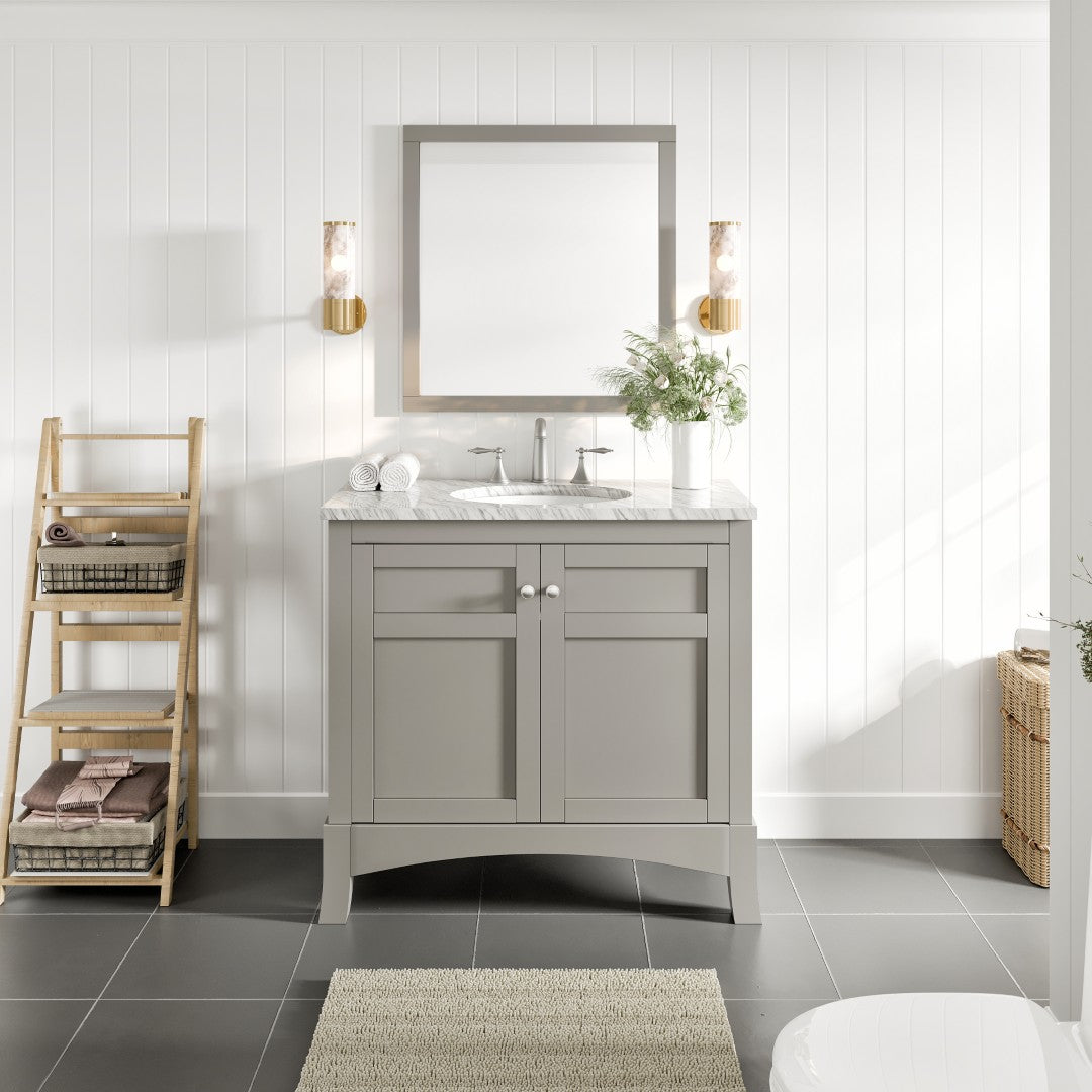 Eviva New York Bath Vanity with Carrara Marble Top and Undermount Porcelain Sink (24"-36")