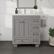 Eviva Happy Bath Vanity with Carrara Quartz Top and Undermount Porcelain Sink (24"-30")