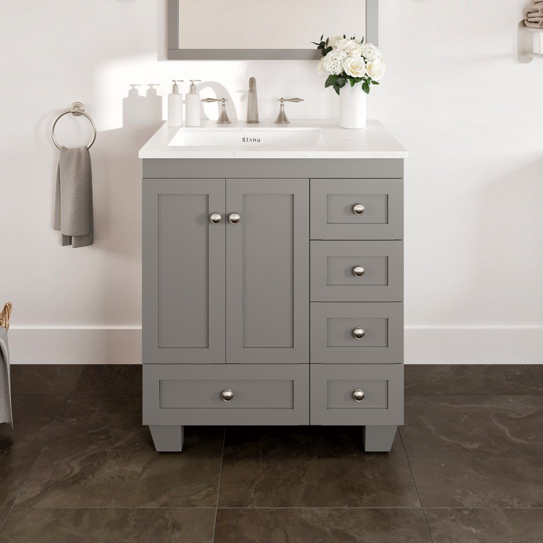 Eviva Acclaim Bath Vanity with Counter Top and Undermount Porcelain Sink (24"-30")