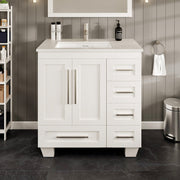 Eviva Loon Bath Vanity with Carrara Quartz Top and Undermount Porcelain Sink (28"-30")