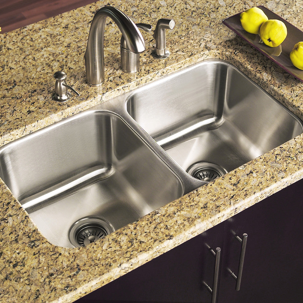 Houzer Elite 31 inch Stainless Steel Undermount 50/50 Double Bowl Kitchen Sink - ED-3108