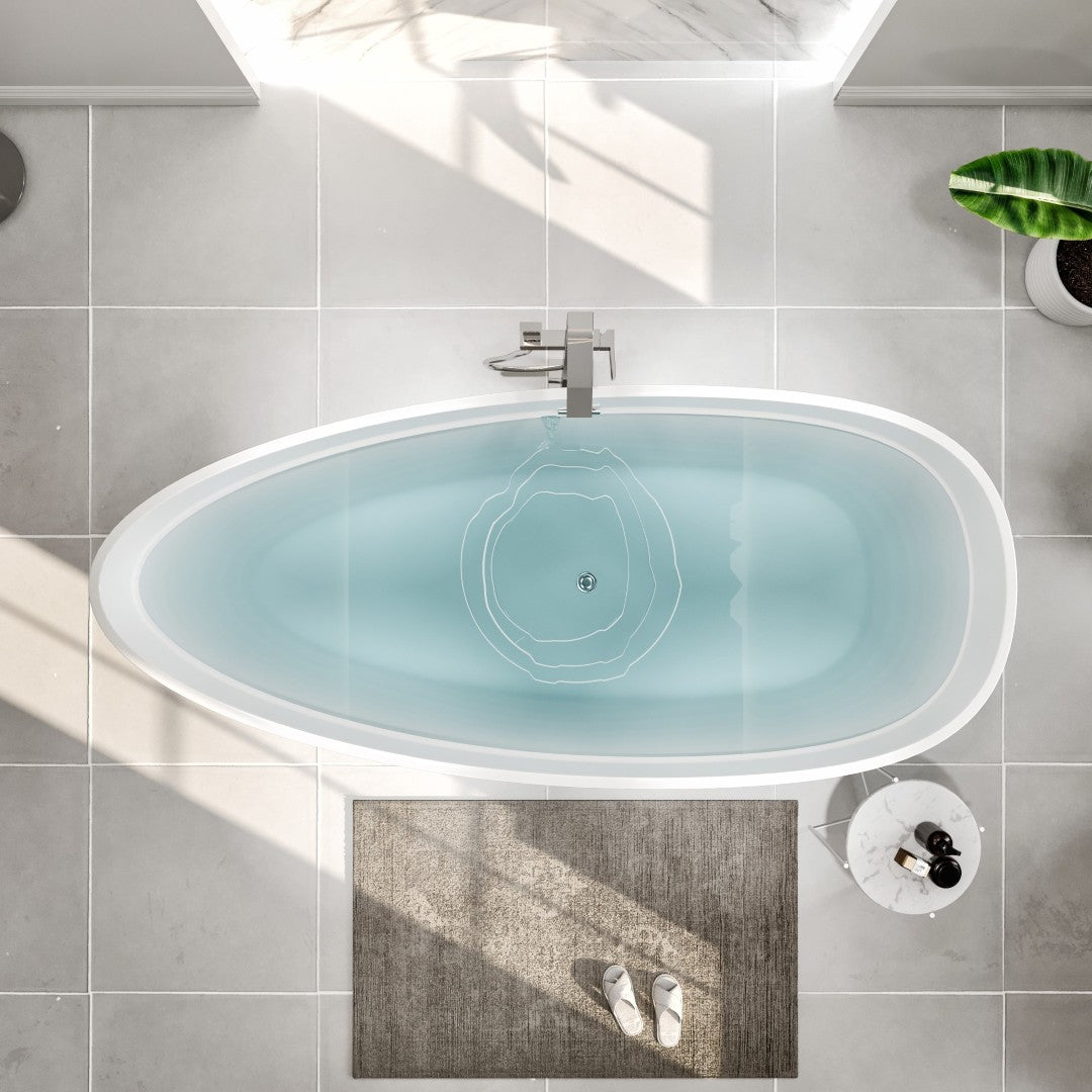 Eviva Viva 59" Matte Gray/White Oval Solid Surface Freestanding Bathtub