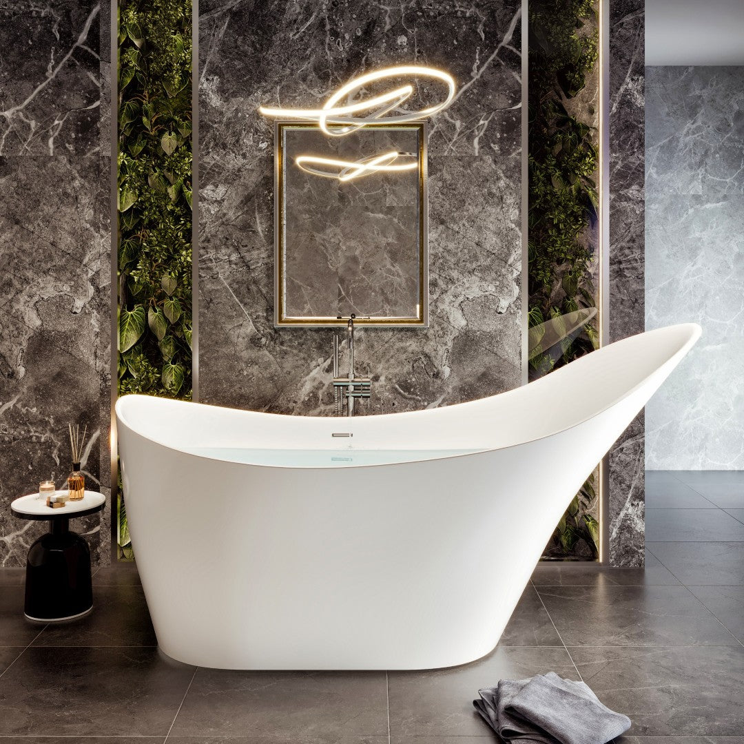 Eviva Lisa 67" Glossy White Acrylic Freestanding Bathtub