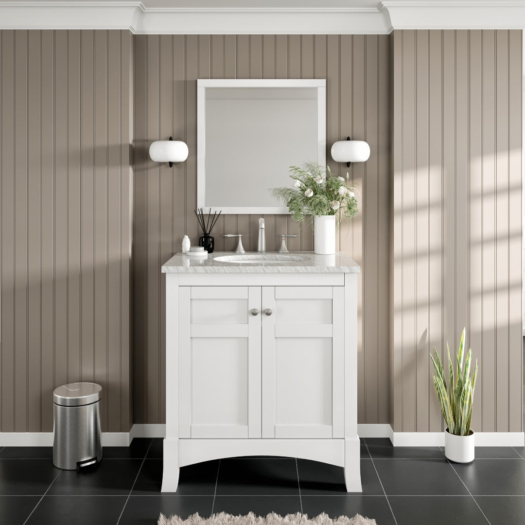 Eviva New York Bath Vanity with Carrara Marble Top and Undermount Porcelain Sink (24"-36")
