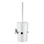 ICE - Toilet Brush holder in Polished Chrome with Porcelain Container, Wall mounted