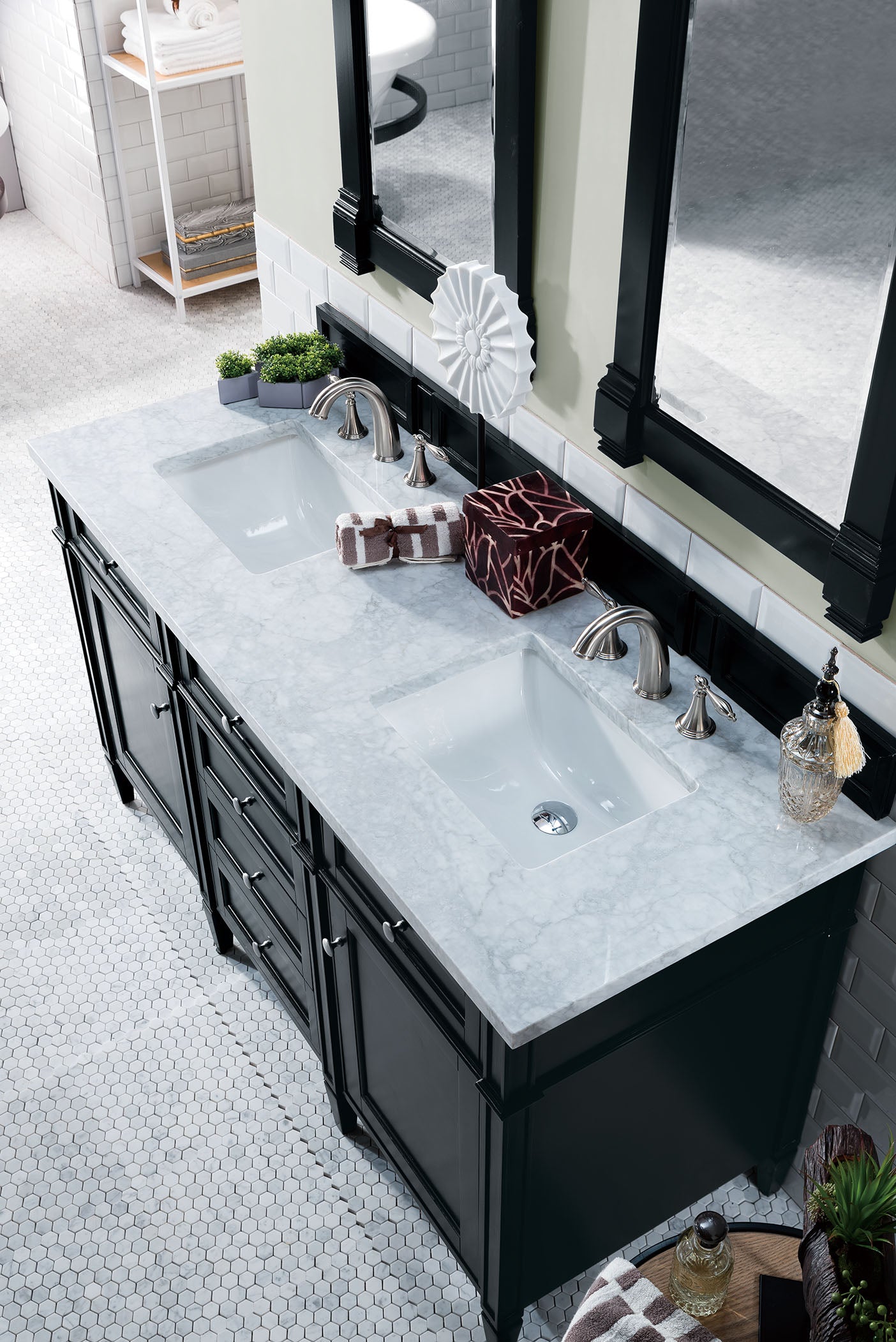James Martin Brittany 60" Double Vanity in Black Onyx with 3cm Countertop
