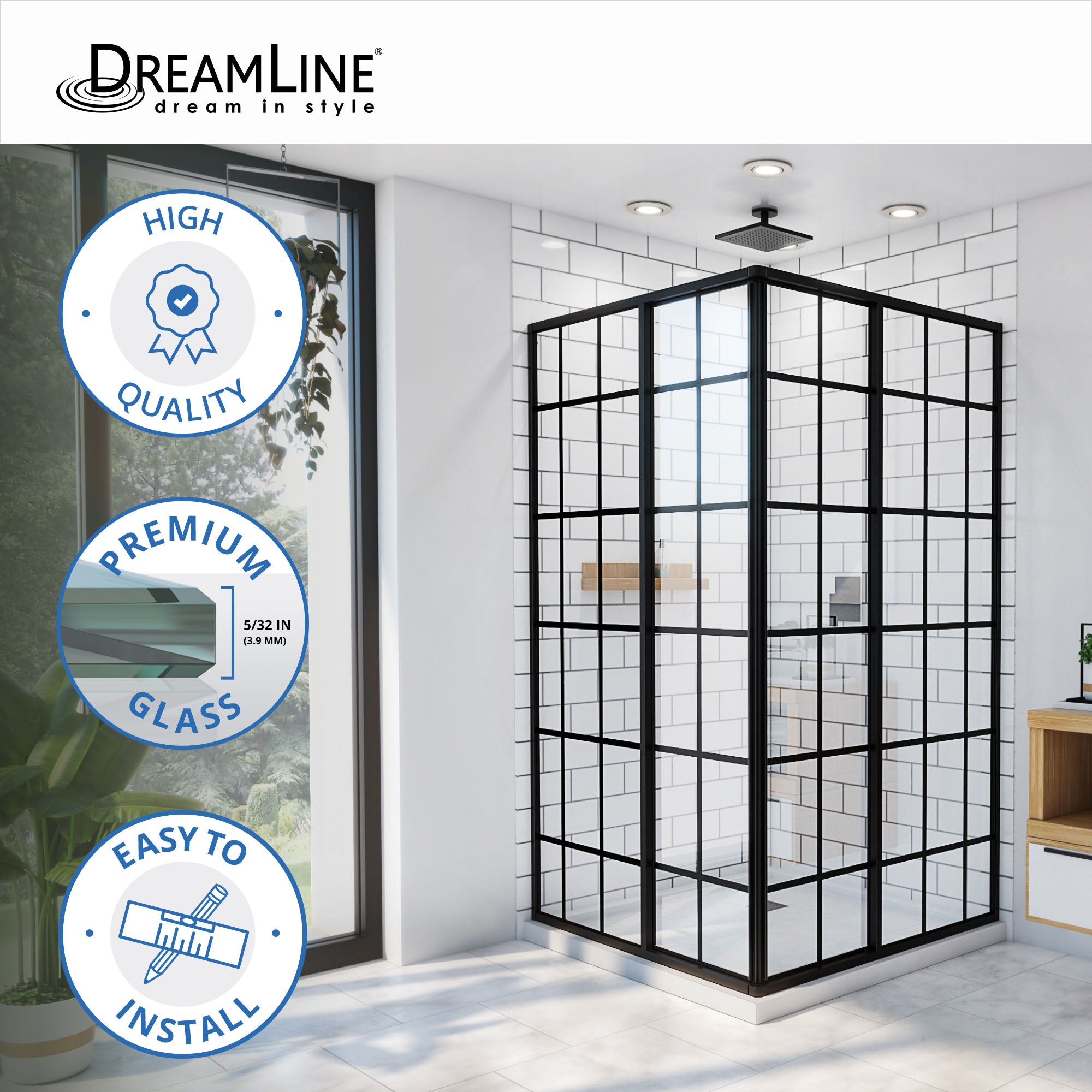 DreamLine French Corner 42" W Shower Enclosure Kit