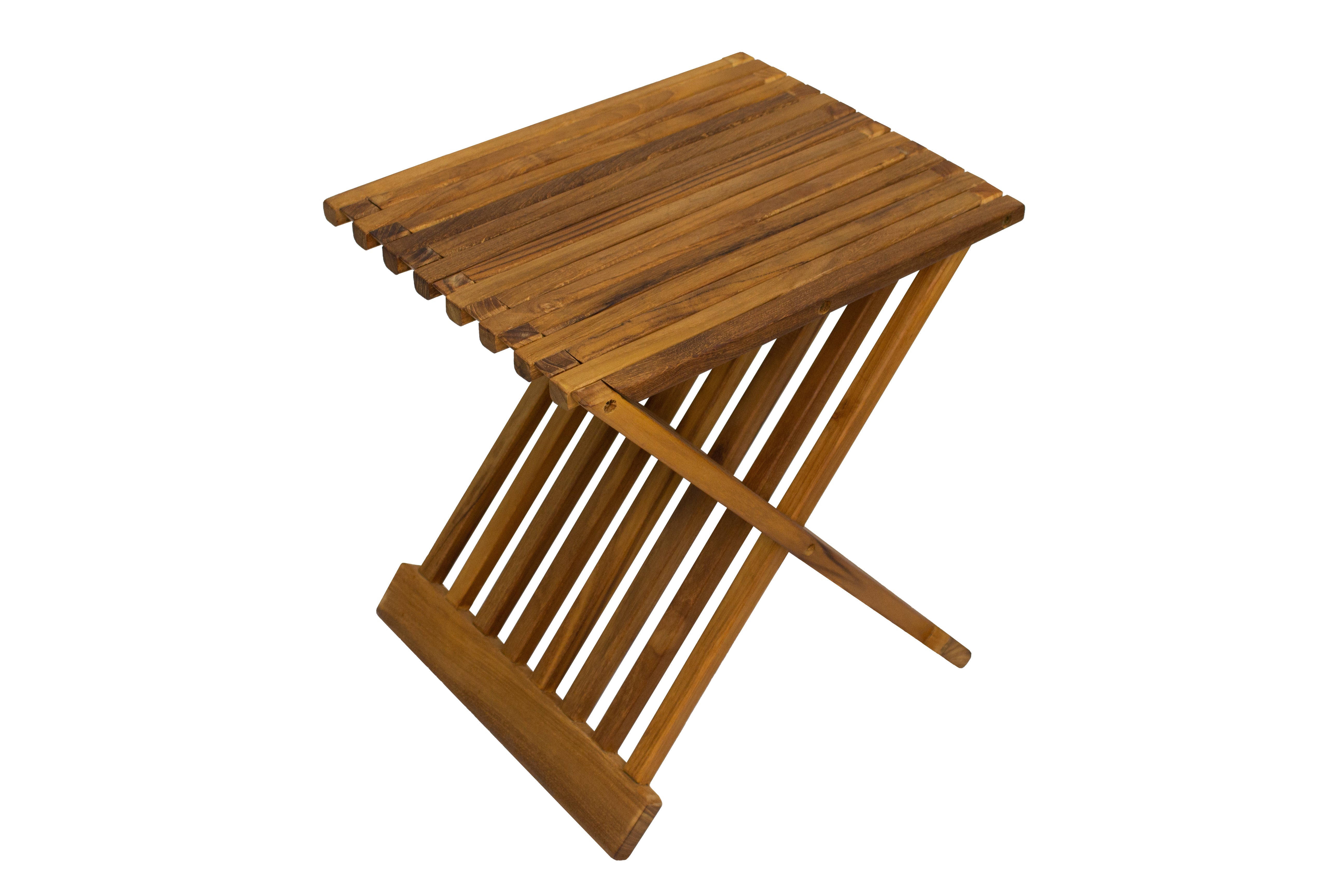 Winchester Teak Shower and Bath Folding Stool with Horizontal Slats