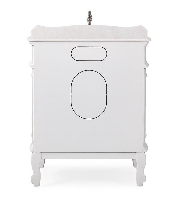 Chans Furniture ZK-080W-AW 30 Inch Antique Style Old Timer Classic White Ellenton Bathroom Sink Vanity