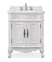Chans Furniture ZK-080W-AW 30 Inch Antique Style Old Timer Classic White Ellenton Bathroom Sink Vanity