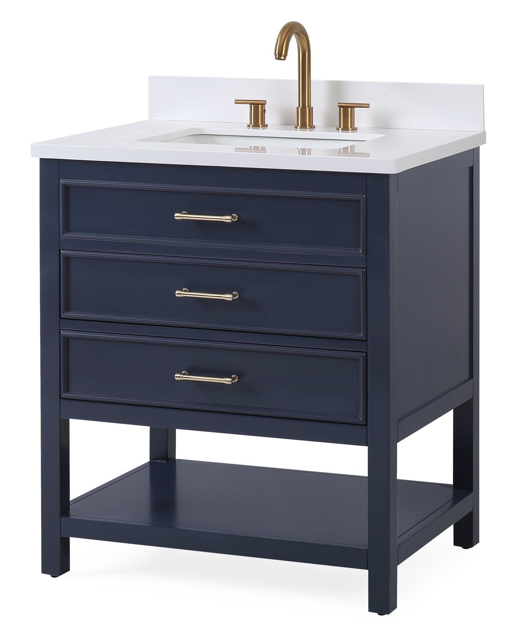 Chans Furniture QT-7206-NB30 30" Felton Navy Blue Modern Single Sink Bathroom Vanity