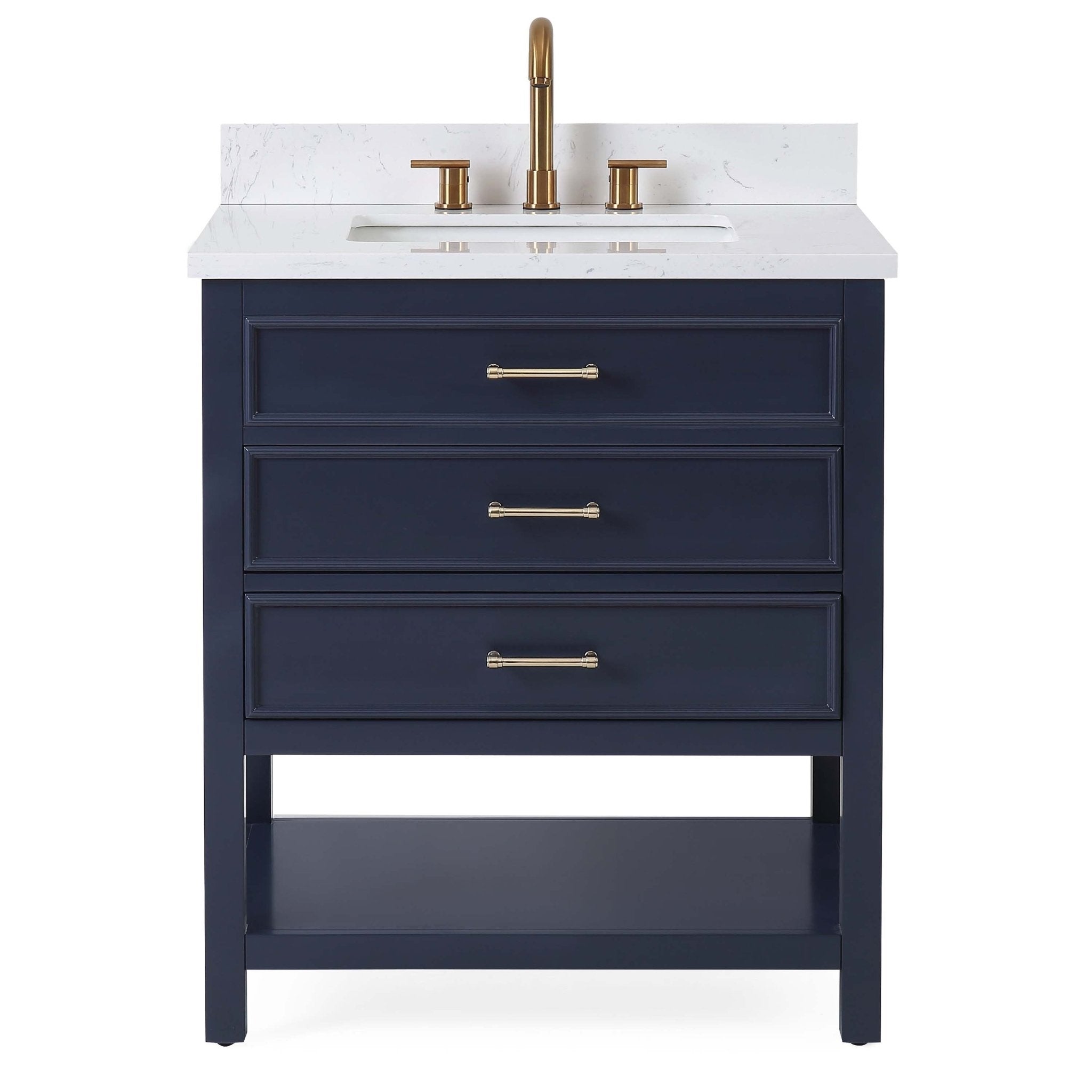 Chans Furniture QT-7206-NB30 30" Felton Navy Blue Modern Single Sink Bathroom Vanity