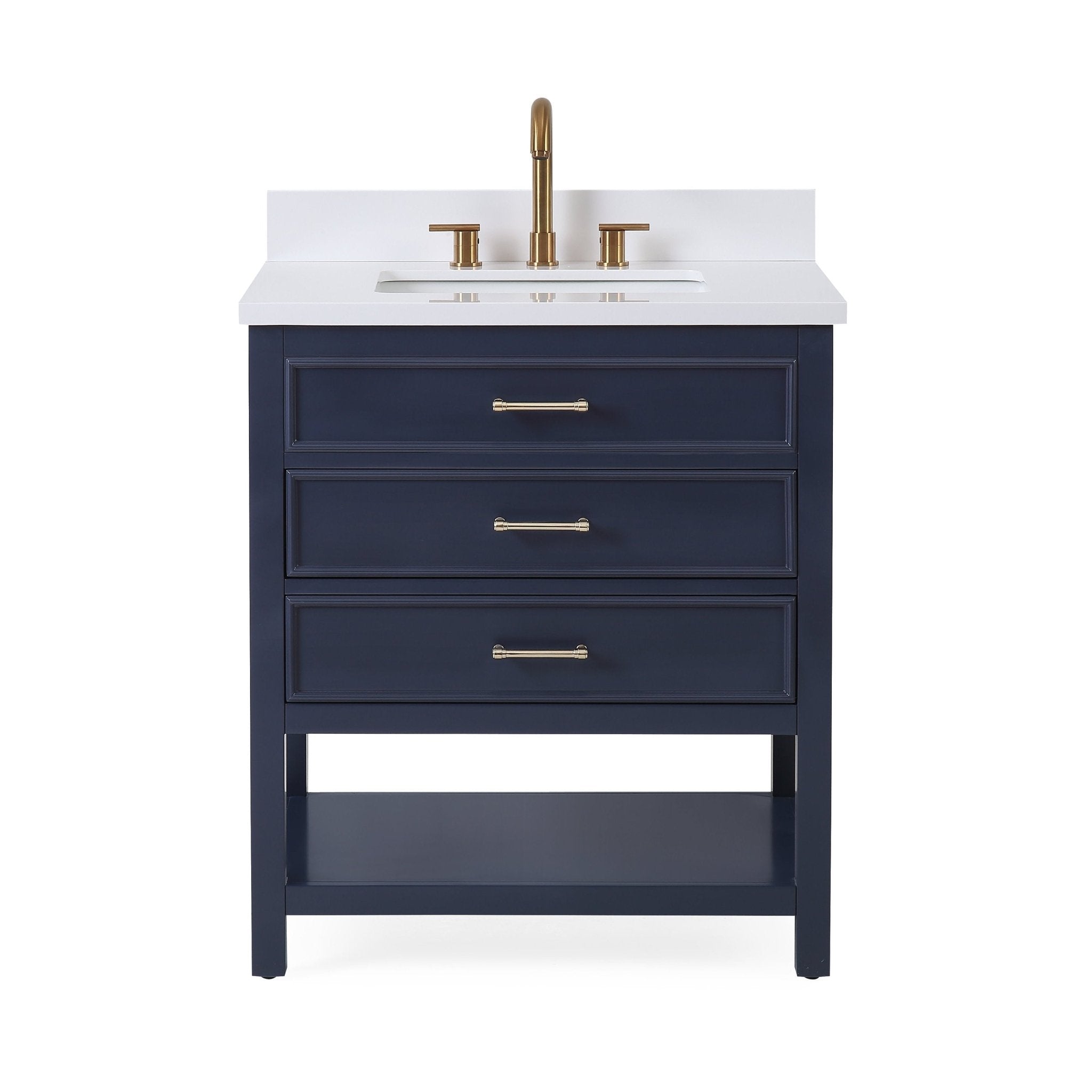 Chans Furniture QT-7206-NB30 30" Felton Navy Blue Modern Single Sink Bathroom Vanity