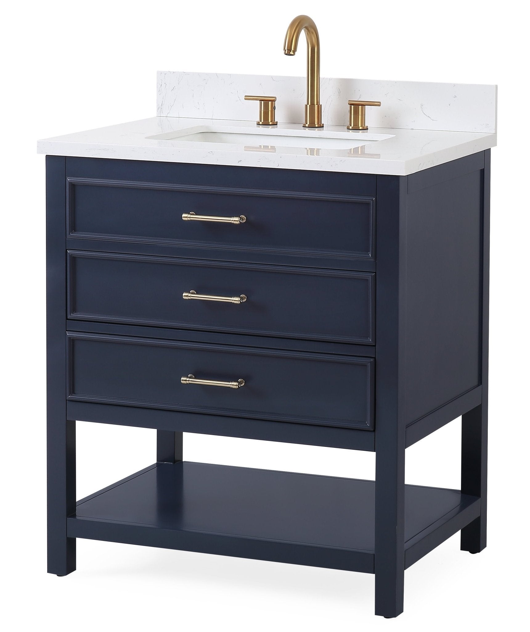 Chans Furniture QT-7206-NB30 30" Felton Navy Blue Modern Single Sink Bathroom Vanity