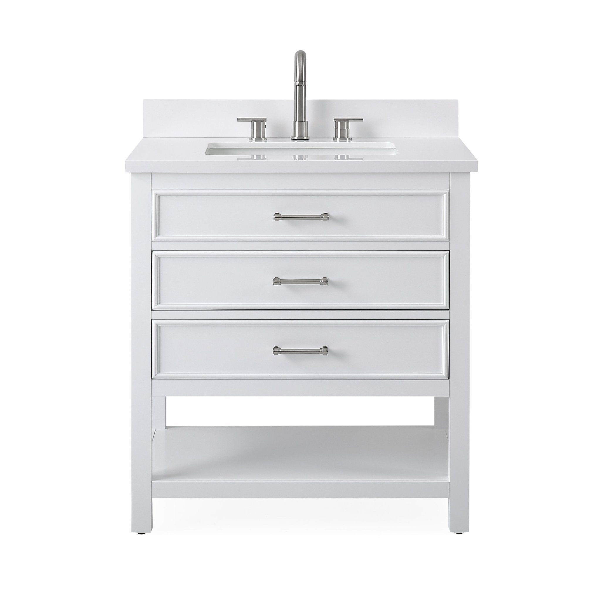 Chans Furniture QT-7206-W30 30" Felton White Modern Single Sink Bathroom Vanity
