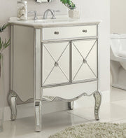 Chans Furniture BC-506SL-RA 30" inch Adelisa Mirrored Bathroom Vanity with Italian Carrara Marble Countertop