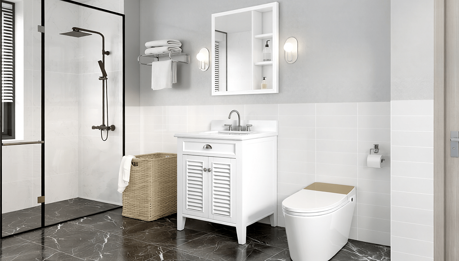 Chans Furniture GD-3028Q30-QT 30 Inch Contemporary Style White Kalani Bathroom Vanity (Variant)