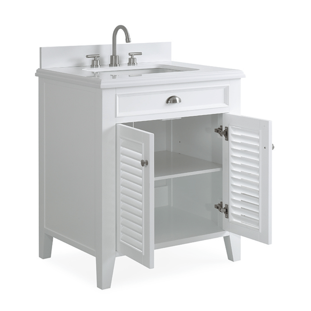Chans Furniture GD-3028Q30-QT 30 Inch Contemporary Style White Kalani Bathroom Vanity (Variant)