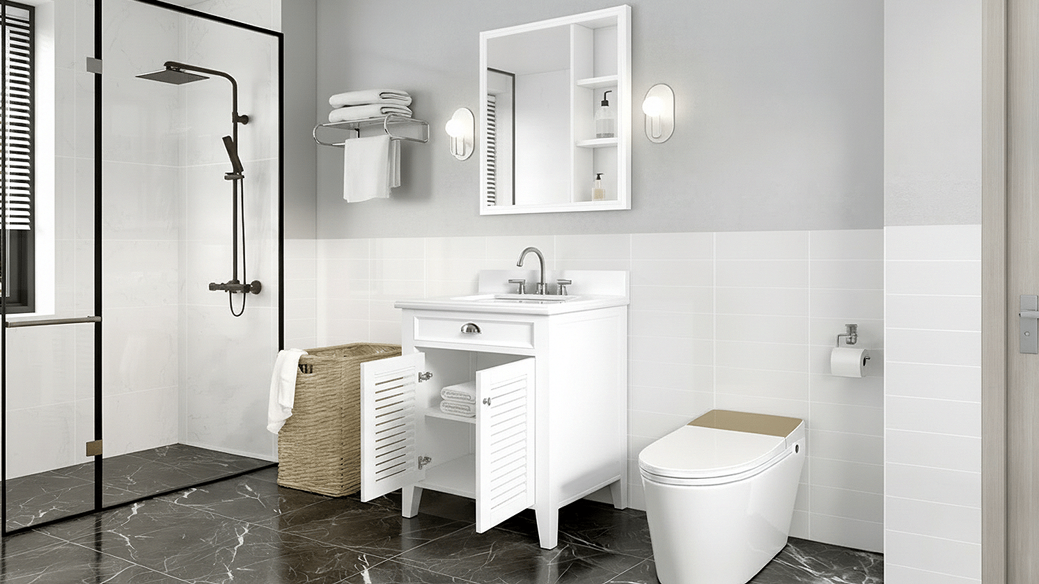 Chans Furniture GD-3028Q30-QT 30 Inch Contemporary Style White Kalani Bathroom Vanity (Variant)