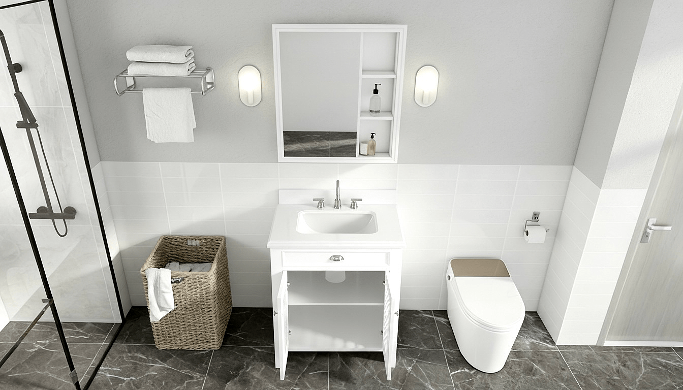 Chans Furniture GD-3028Q30-QT 30 Inch Contemporary Style White Kalani Bathroom Vanity (Variant)