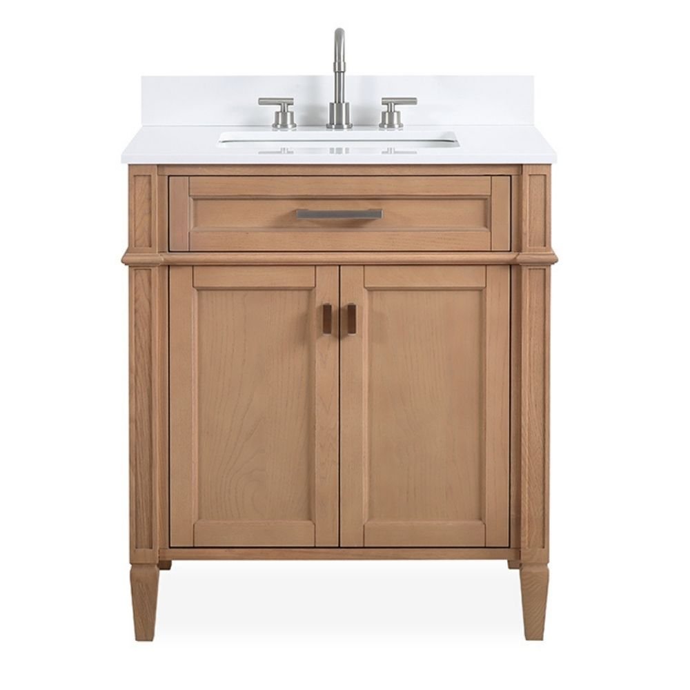 Chans Furniture QT-2808-V30WD 30 Inch Durand Modern Light Oak Bathroom Sink Vanity with Stone Counter Top