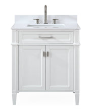 Chans Furniture QT-1808-V30W 30 Inch Durand Modern White Bathroom Sink Vanity with Stone Counter Top