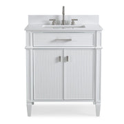 Chans Furniture QT-2808-V30WL 30 Inch Durand Modern White Bathroom Sink Vanity with Stone Counter Top