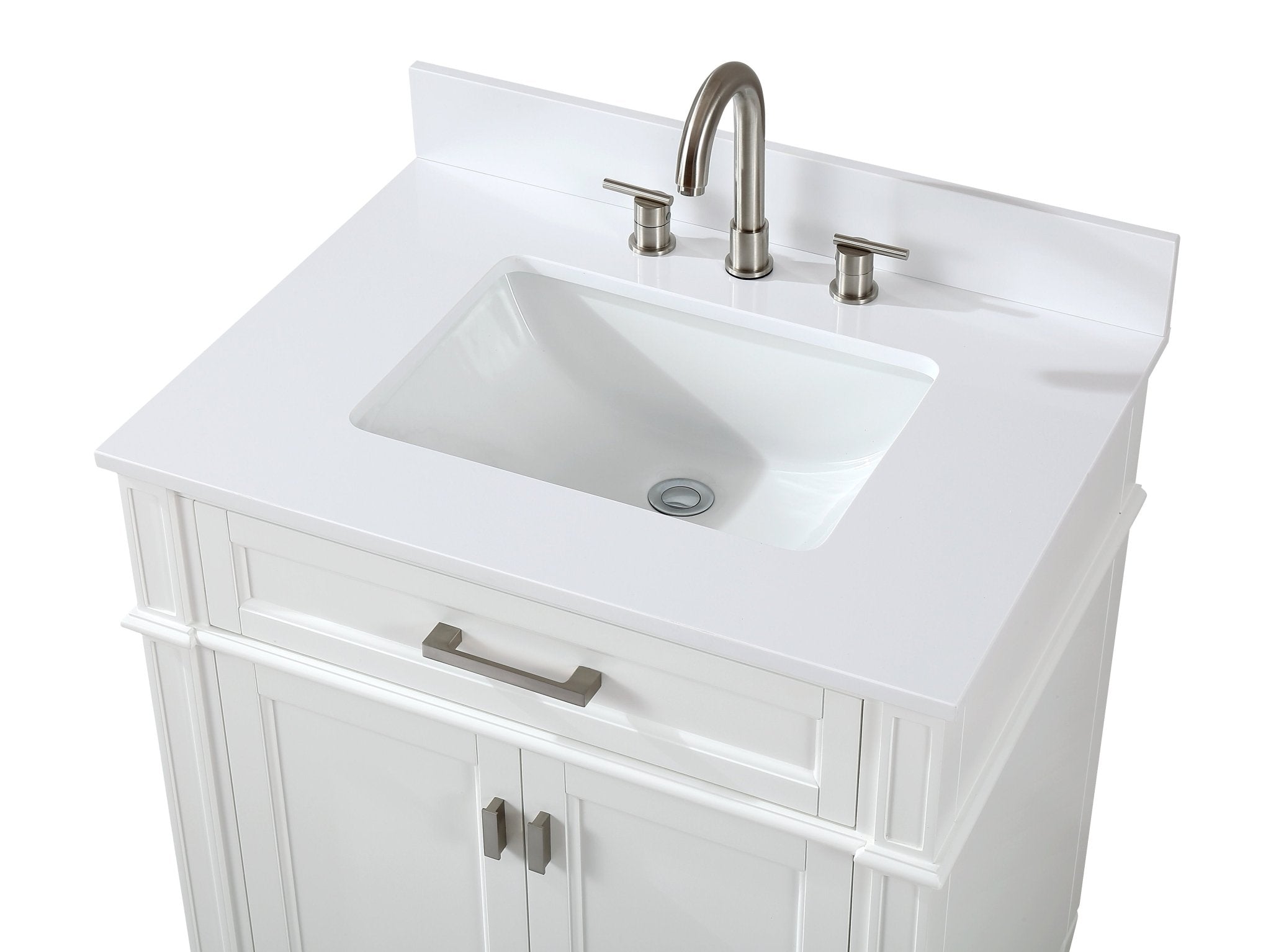 Chans Furniture QT-1808-V30W 30 Inch Durand Modern White Bathroom Sink Vanity with Stone Counter Top