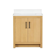 Chans Furniture VH-3320WD-30 30 Inch Light Oak Sandi Single Sink Bathroom Vanity Toe Kick Style With White Quartz Top