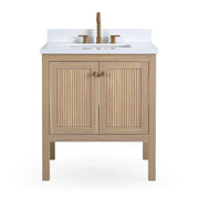 Chans Furniture GD-NG2462-WD-30 30 Inch Modern Light Oak Sera Single Sink Bathroom Vanity With White Quartz Top