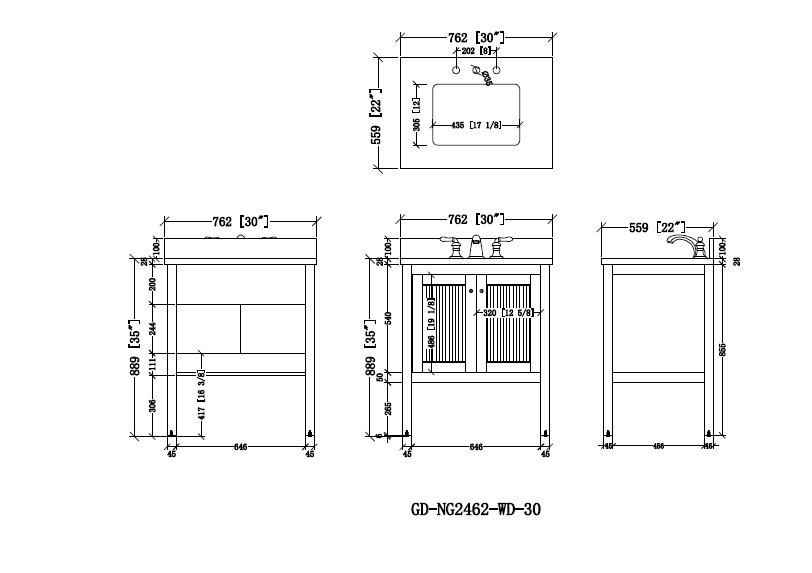 Chans Furniture GD-NG2462-WD-30 30 Inch Modern Light Oak Sera Single Sink Bathroom Vanity With White Quartz Top