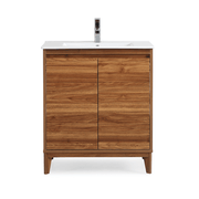 Chans Furniture GD-2430WD-30 30 inch Modern Style Natural Walnut Finish Zano Bathroom Sink Vanity With Intergated Sink Top