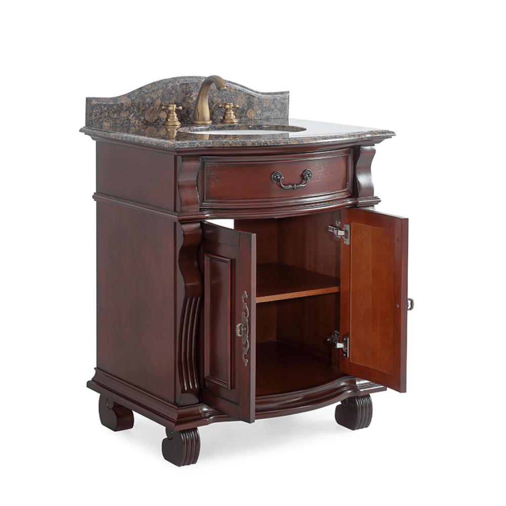 Chans Furniture GD-4437-V30SB 30 Inch Traditional Style Solid Wood Hopkinton Single Sink Bathroom Vanity With Stone top
