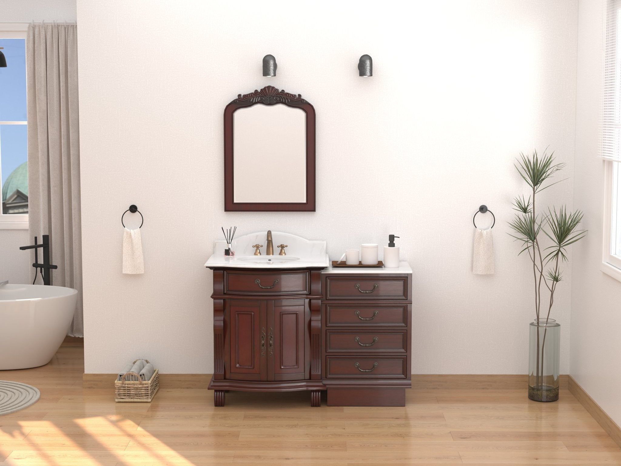 Chans Furniture GD-4437-V30SB 30 Inch Traditional Style Solid Wood Hopkinton Single Sink Bathroom Vanity With Stone top