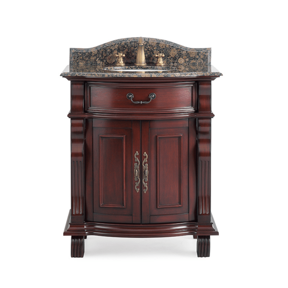 Chans Furniture GD-4437-V30SB 30 Inch Traditional Style Solid Wood Hopkinton Single Sink Bathroom Vanity With Stone top
