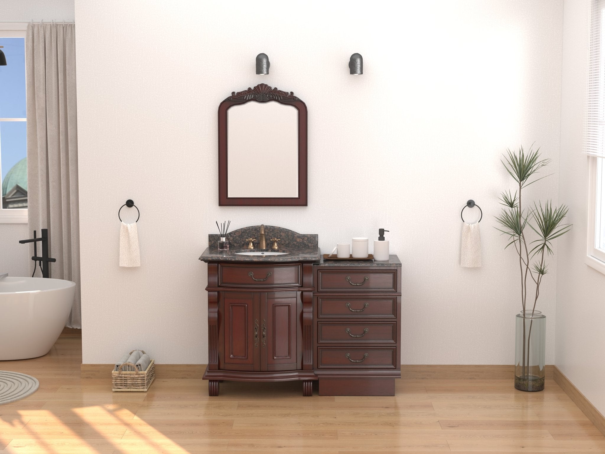 Chans Furniture GD-4437-V30SB 30 Inch Traditional Style Solid Wood Hopkinton Single Sink Bathroom Vanity With Stone top