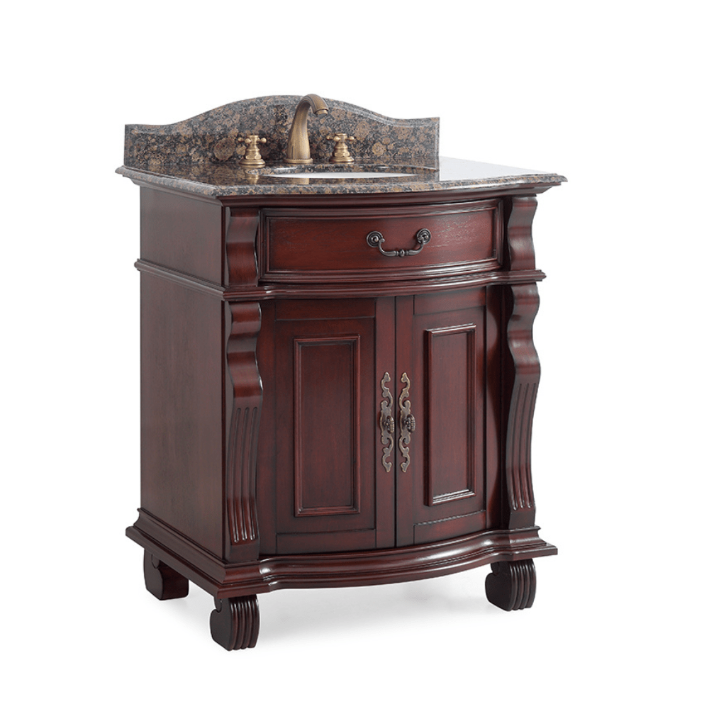 Chans Furniture GD-4437-V30SB 30 Inch Traditional Style Solid Wood Hopkinton Single Sink Bathroom Vanity With Stone top
