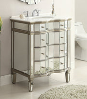 Chans Furniture K2274-30 30" Mirrored Asselin Bathroom Sink Vanity