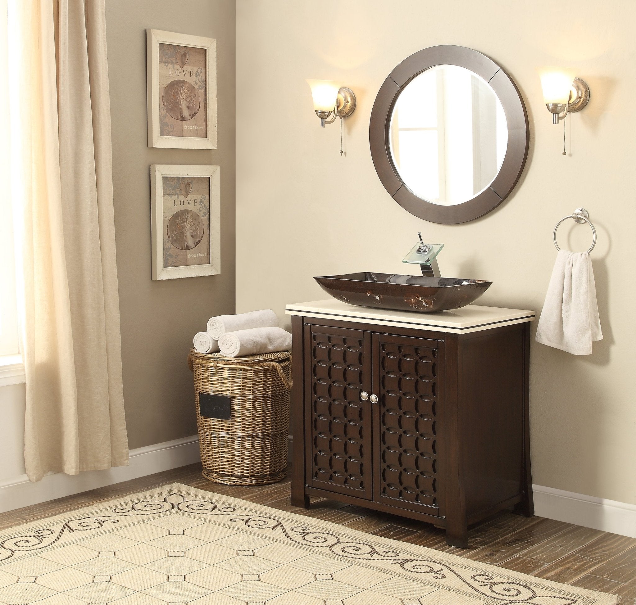 Chans Furniture HF339A-FABO 30" Benton Collection Giovanni Vessel Sink Bathroom Vanity