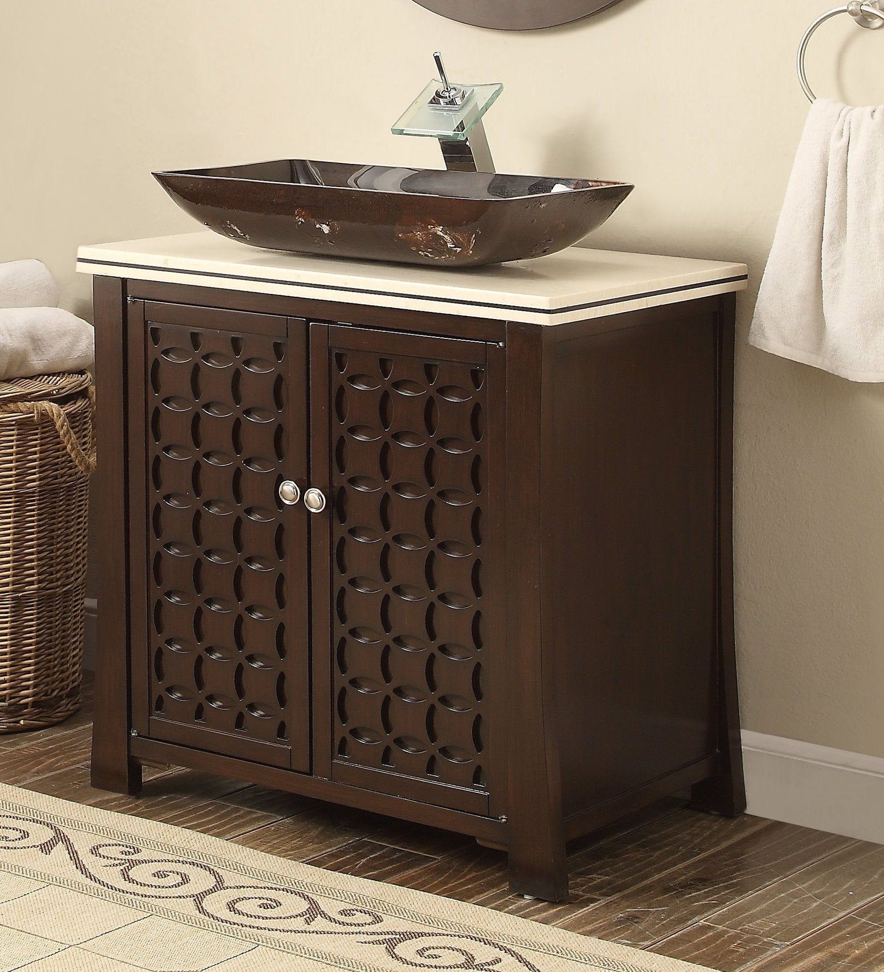 Chans Furniture HF339A-FABO 30" Benton Collection Giovanni Vessel Sink Bathroom Vanity