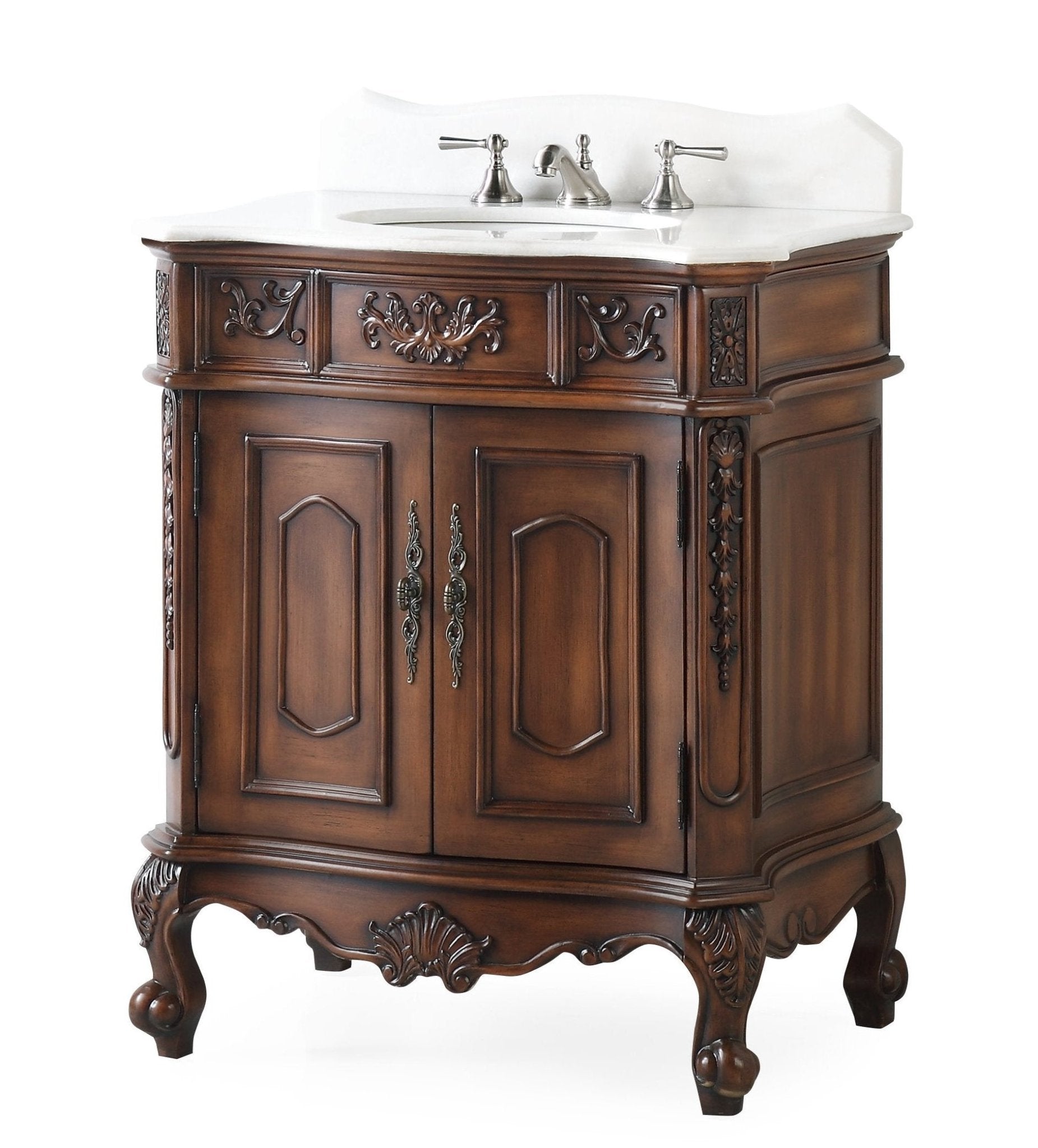 Chans Furniture HF080SB-TK 30 Inch Antique Style Old Timer Classic Wood Ellenton Bathroom Sink Vanity