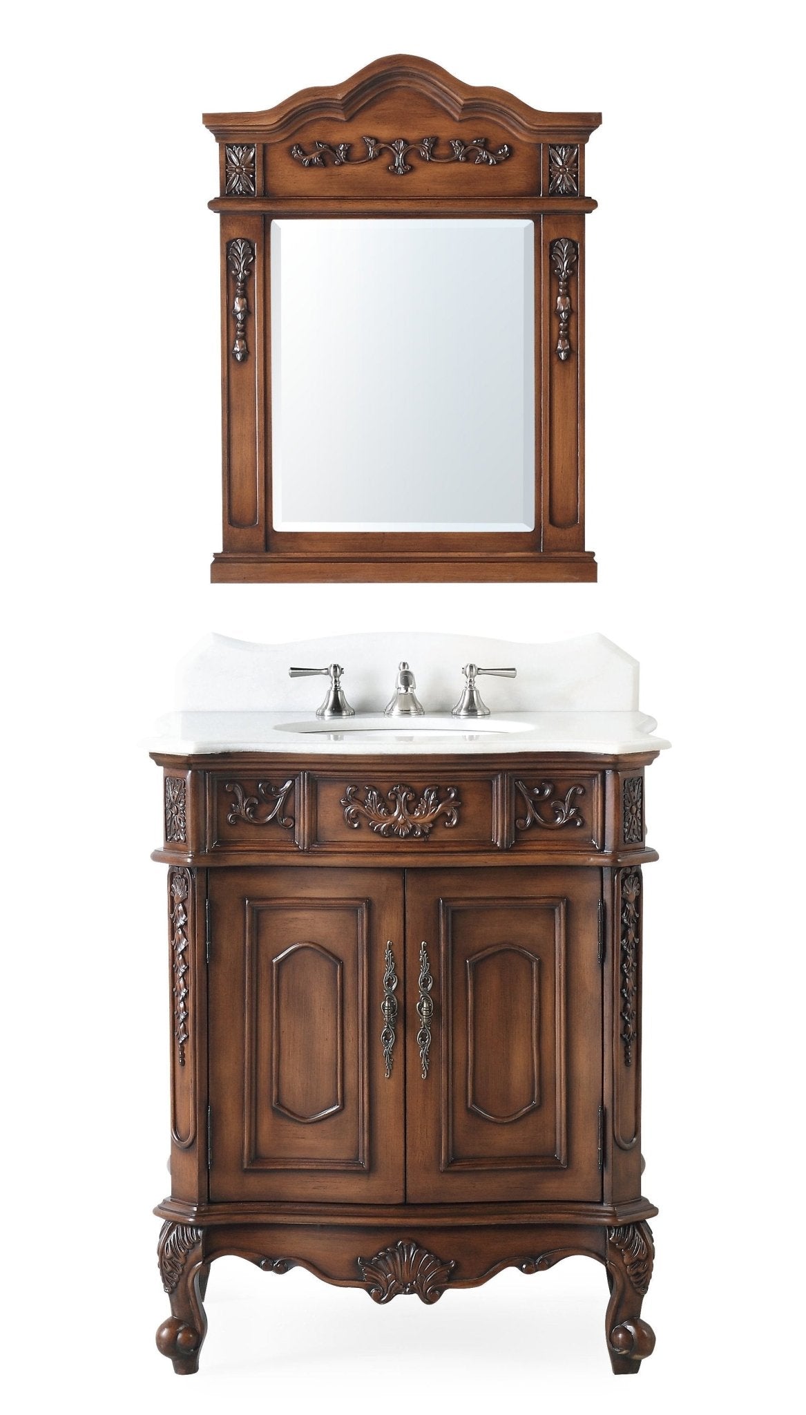 Chans Furniture HF080W-TK 30 Inch Antique Style Old Timer Classic Cherry Wood Ellenton Bathroom Sink Vanity