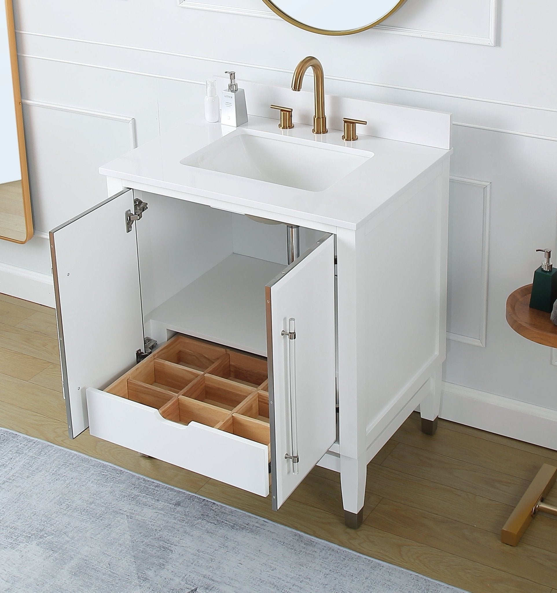 Chans Furniture Q164WT-30 30" Tennant Brand Bertone White Modern Bathroom Sink Vanity