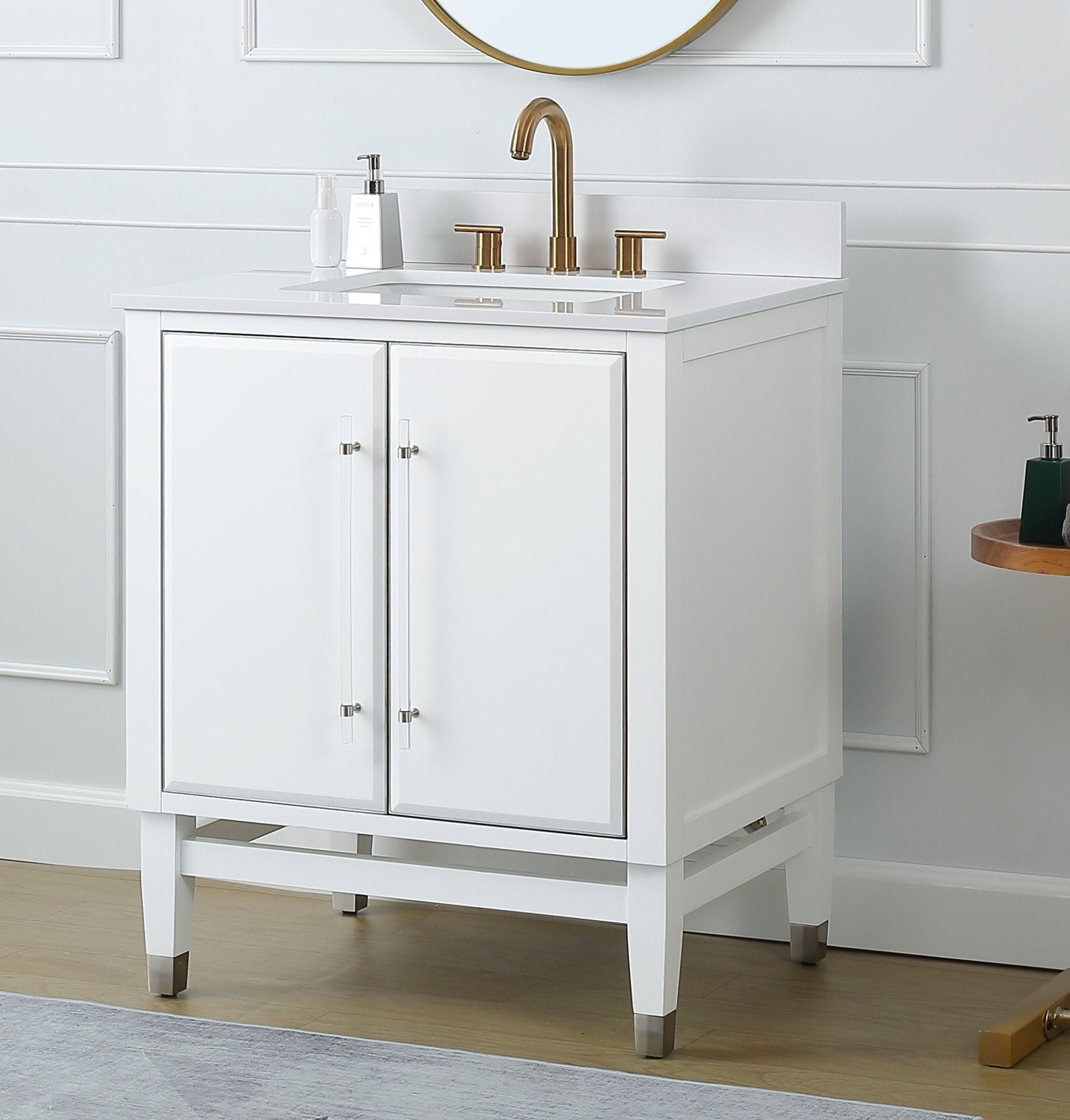 Chans Furniture Q164WT-30 30" Tennant Brand Bertone White Modern Bathroom Sink Vanity