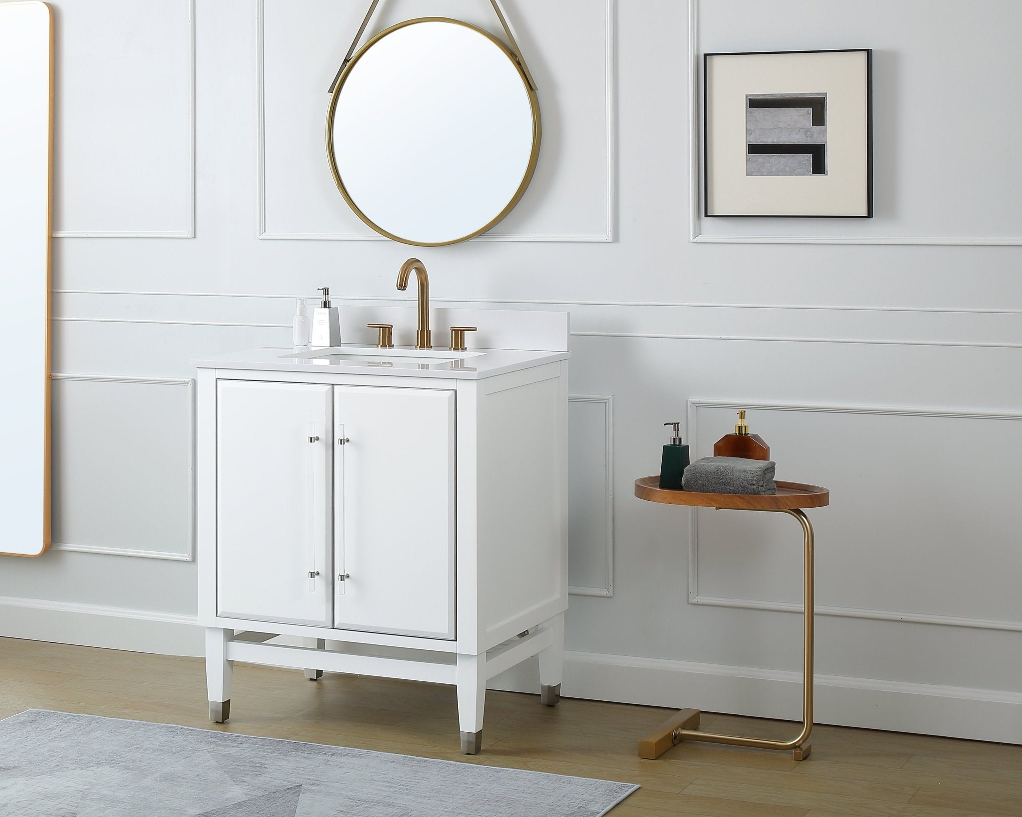 Chans Furniture Q164WT-30 30" Tennant Brand Bertone White Modern Bathroom Sink Vanity