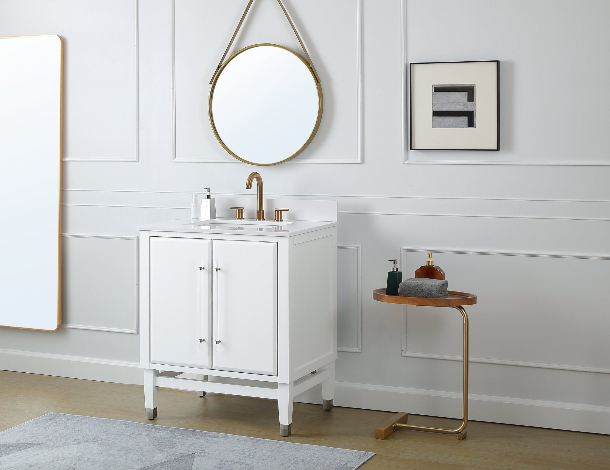 Chans Furniture Q164WT-30 30" Tennant Brand Bertone White Modern Bathroom Sink Vanity