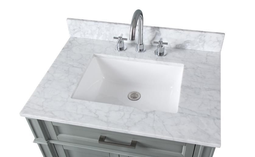 Chans Furniture QT-1808-V30CK 30 Inch Durand Modern Gray Bathroom Sink Vanity with Stone Counter Top