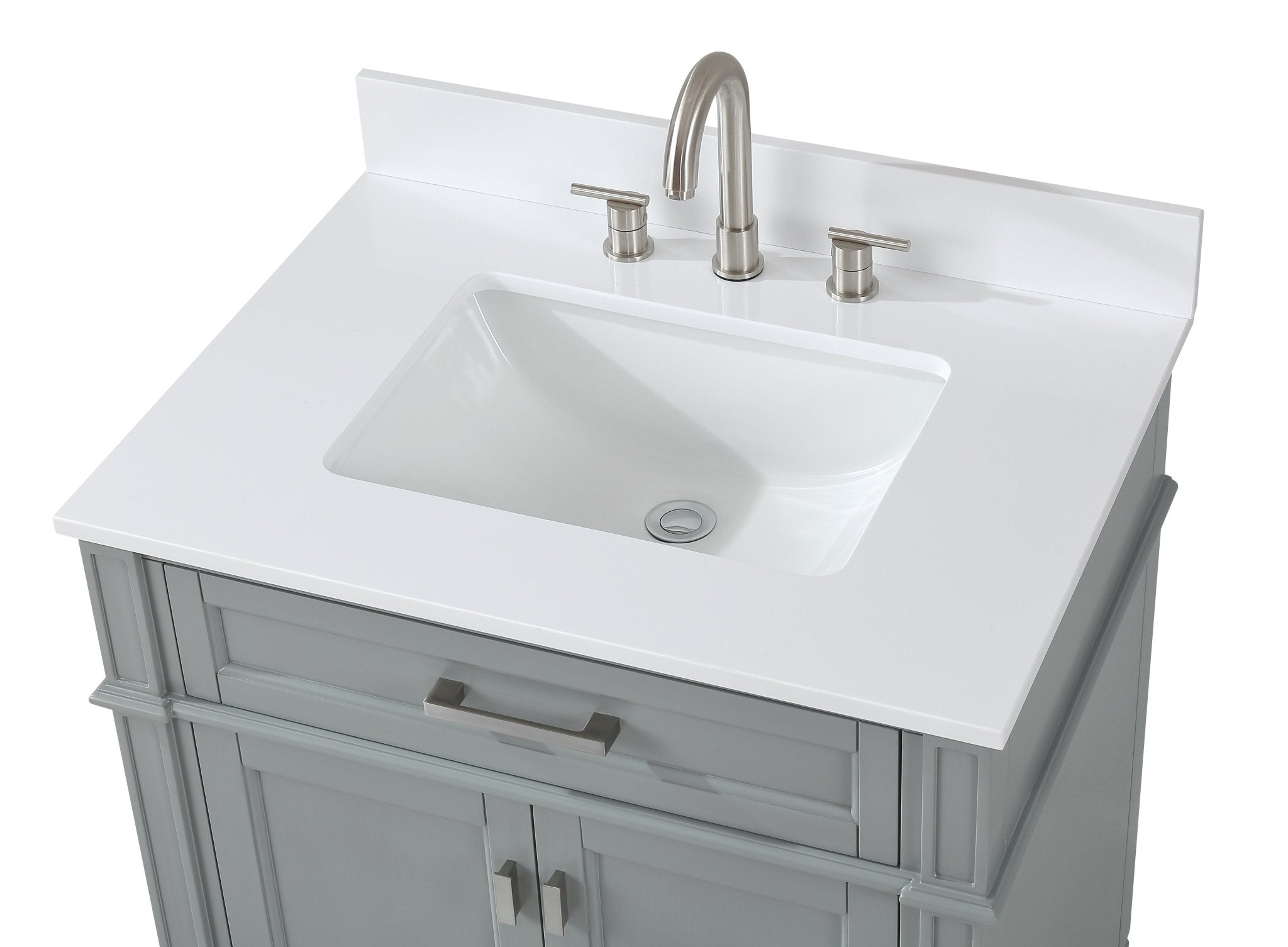 Chans Furniture QT-1808-V30CK 30 Inch Durand Modern Gray Bathroom Sink Vanity with Stone Counter Top