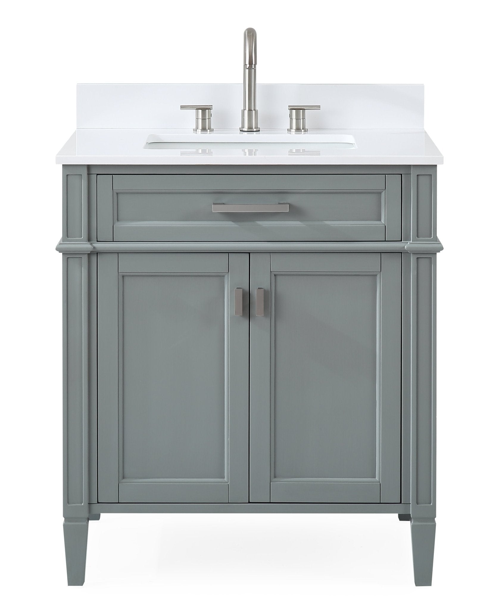 Chans Furniture QT-1808-V30CK 30 Inch Durand Modern Gray Bathroom Sink Vanity with Stone Counter Top
