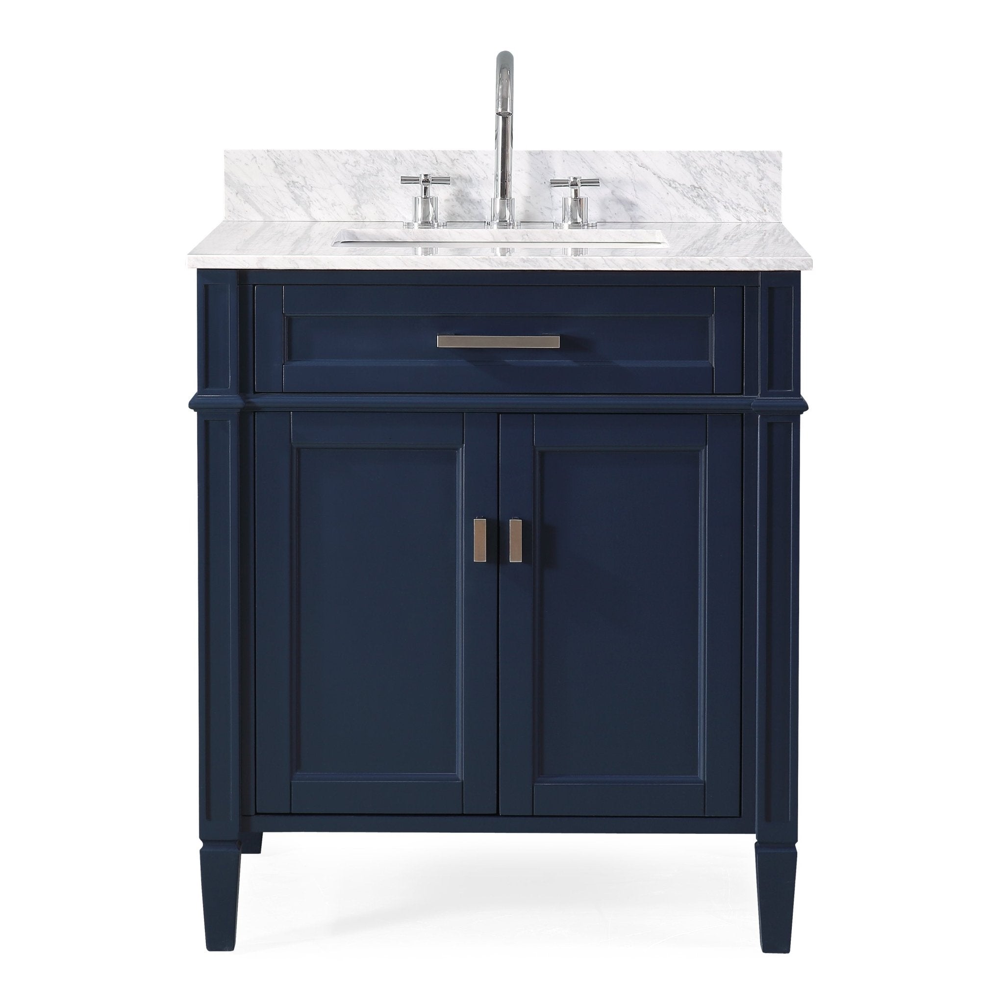 Chans Furniture QT-1808-V30NB 30 Inch Durand Modern Navy Blue Bathroom Sink Vanity with Stone Counter Top